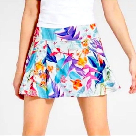Athleta Tropical Speed Tennis Skort Skirt Built in Shorts White Floral Size XS - Picture 1 of 7
